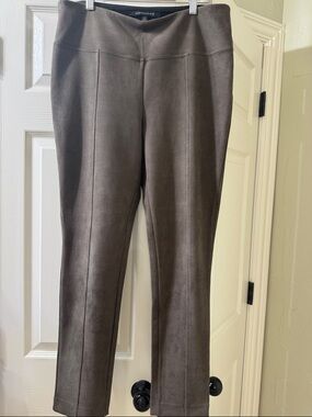 Taupe Faux Suede Pull-On Straight Leg Pants